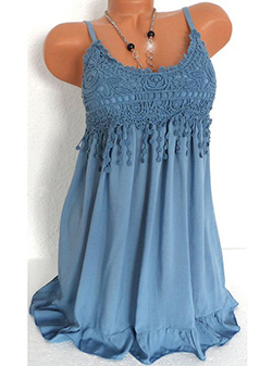 Women's Mini Babydoll Dress - Smocked Bodice